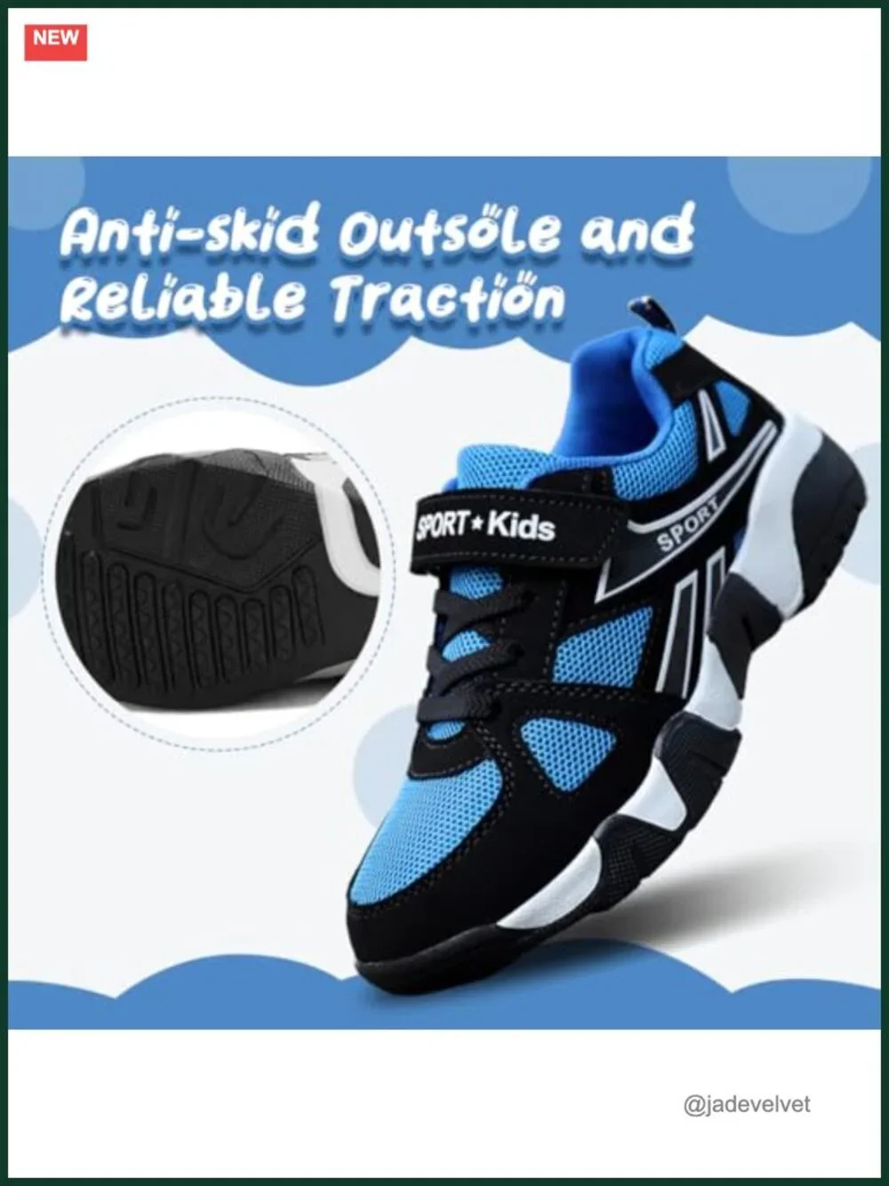 Kids Mesh Breathable Running Sneakers | Hook & Loop Closure, Lightweight,